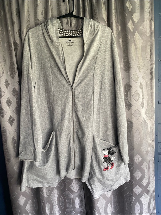 Disney Sweaters - Disney Parks Minnie Mouse Zip Hoodie Women’s Large Handkerchief Style